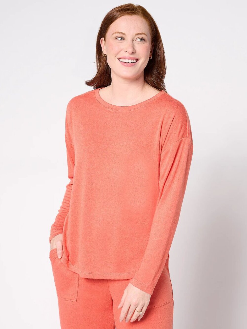 AnyBody Plush Knit Round Neck Top, Sz L a671775